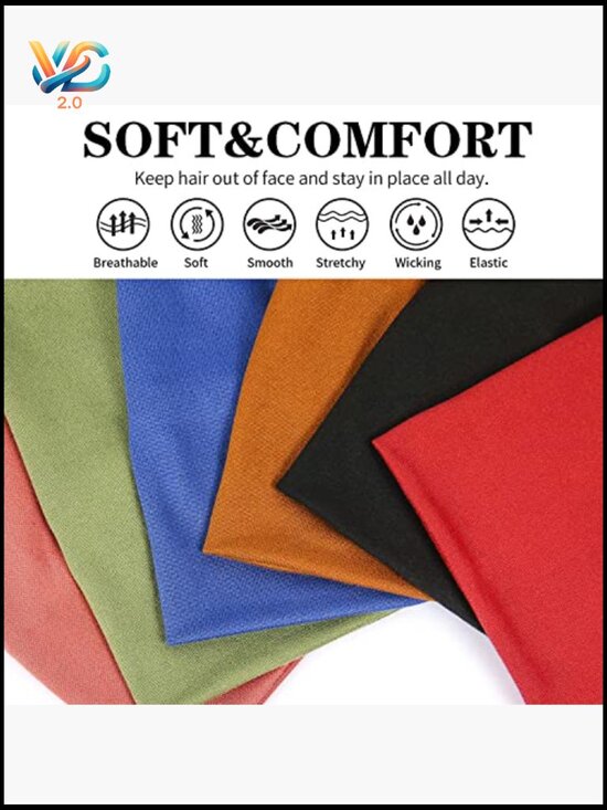 6 Pack Wide Knotted Headbands Non Slip Soft Elastic Hair Bands Workout Yoga